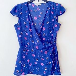 Pink Rose Wrap Around Blouse size M